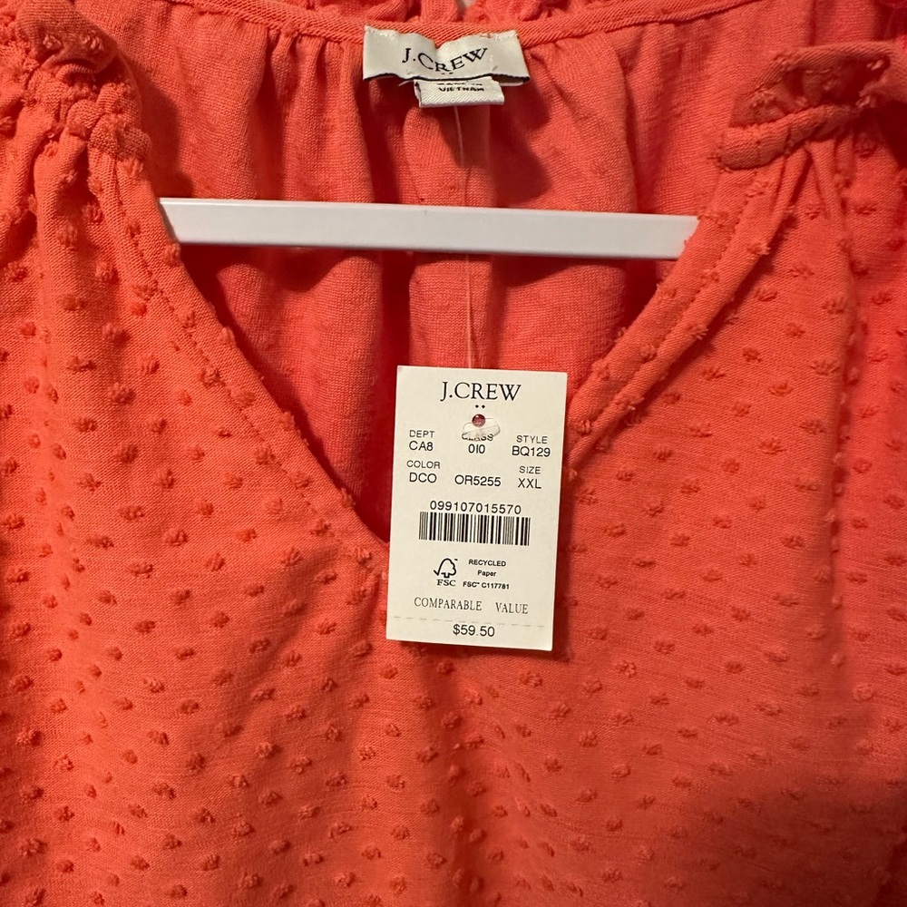 J. Crew Coral Textured Swiss Dot Sleeveless Blouse